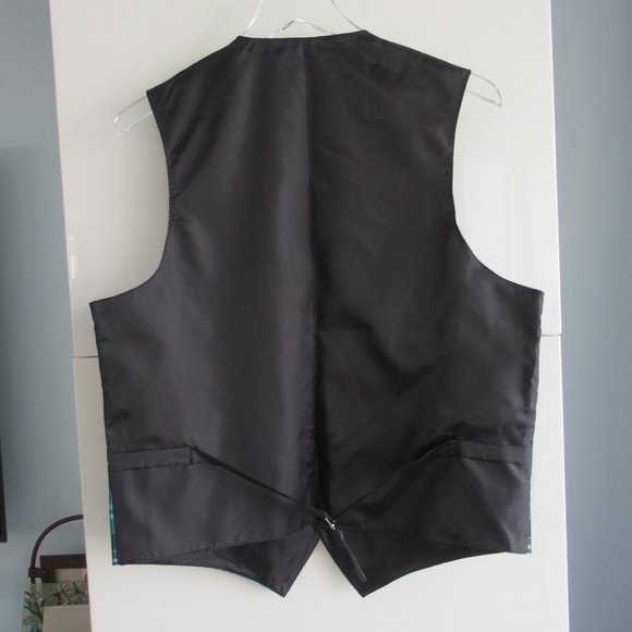 Vesuvio Napoli Men's Plaid Design Dress Vest Size Small Black, Turquoise, White - Picture 6 of 11